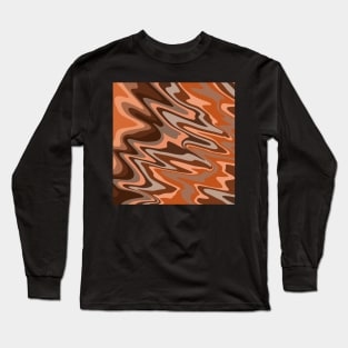 Trendy cool stylish boho brown orange abstract swirl wavy pattern Long Sleeve T-Shirt